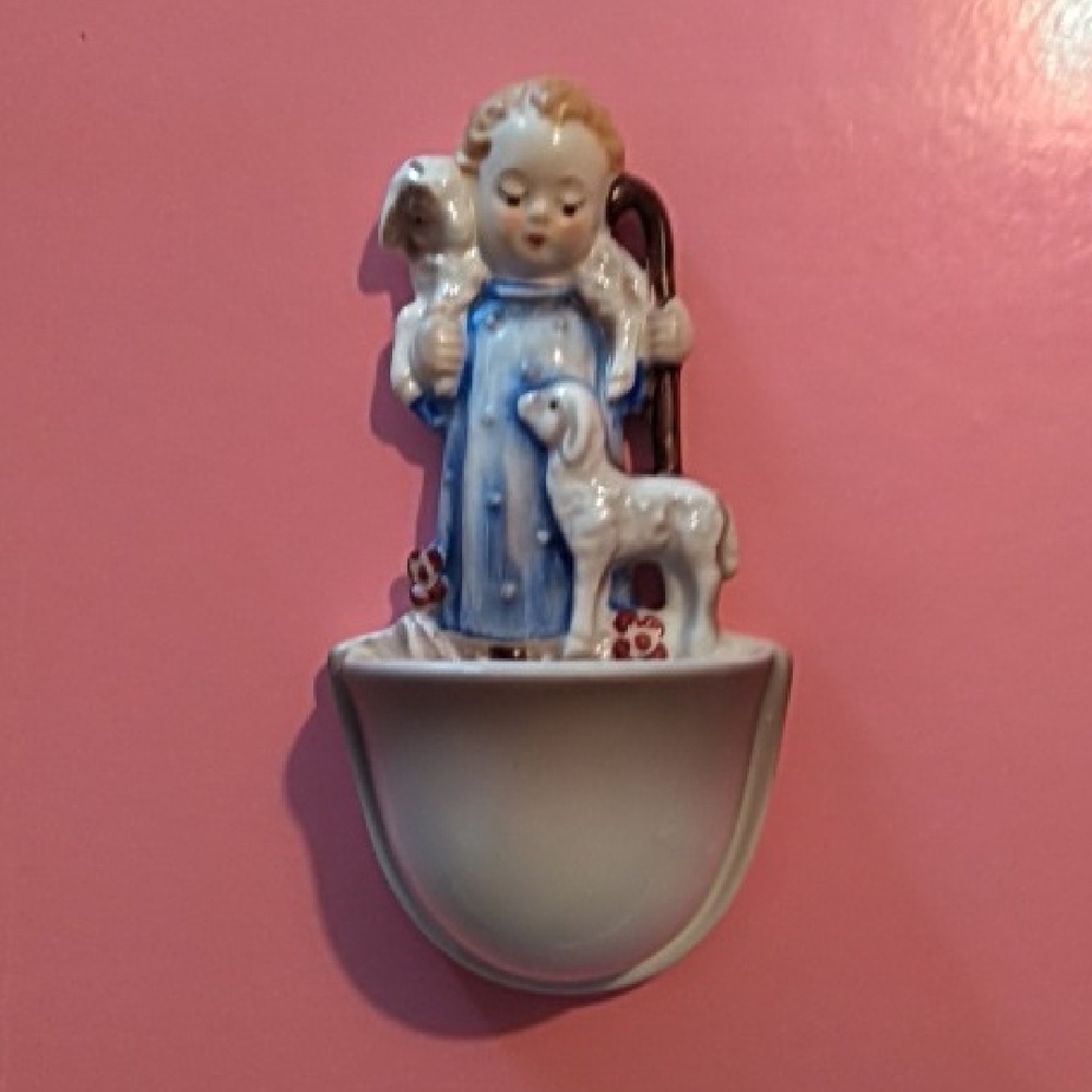 Rare, Vintage Holy Water Font MJ Hummel By Goebel #35/0 The Good Shepherd